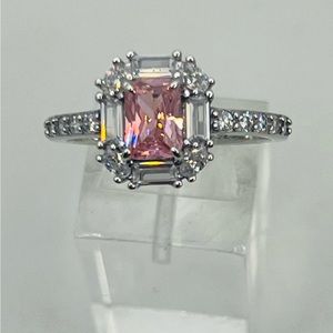 RETRO NWT BOMB PARTY RING RBP2746 PINK CUBIC ZIRCONIA .925 SIZE 10